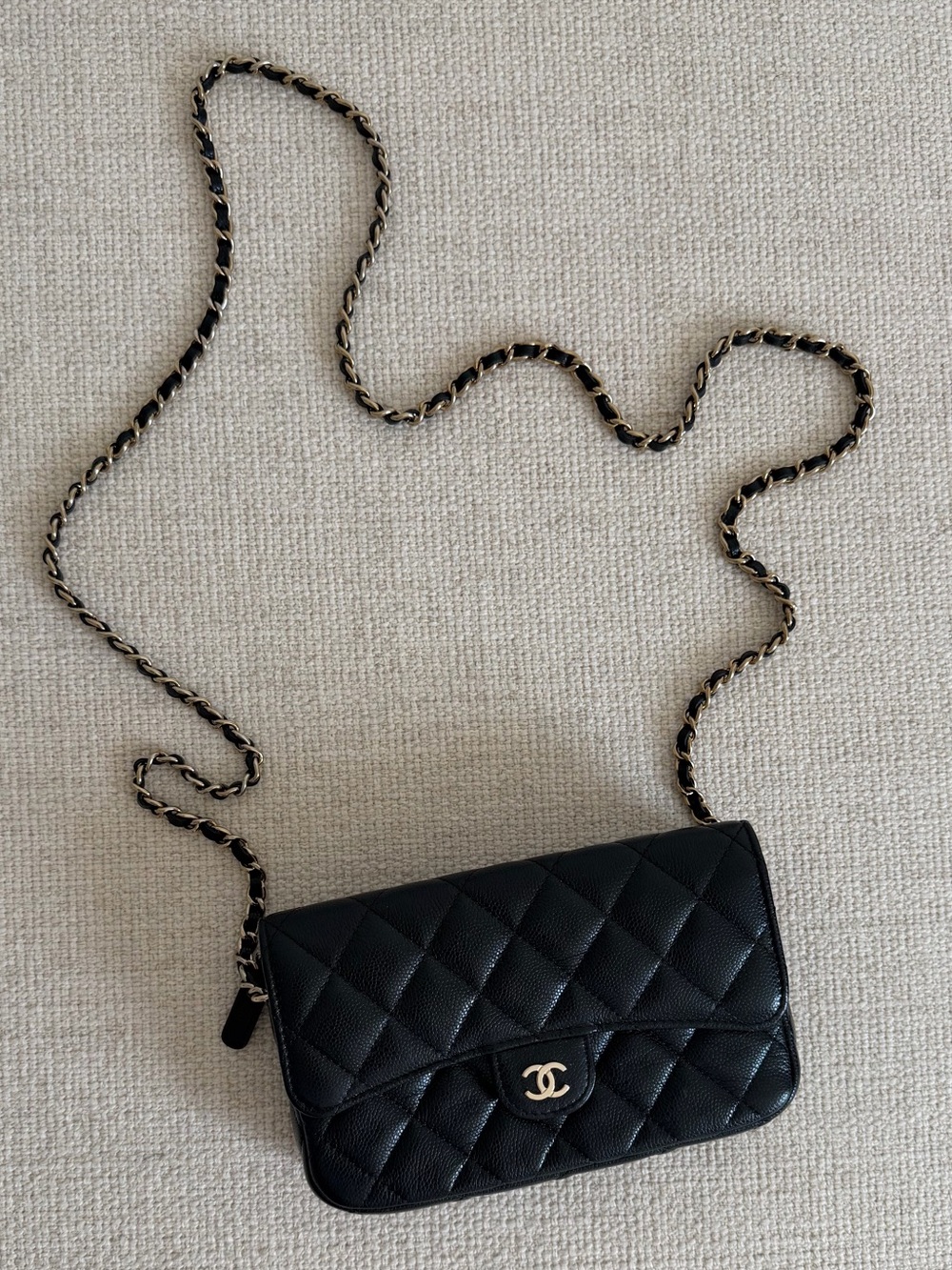 CHANEL Classic Flap Phone Holder with Chain Quilted Caviar - Picture 2 of 16